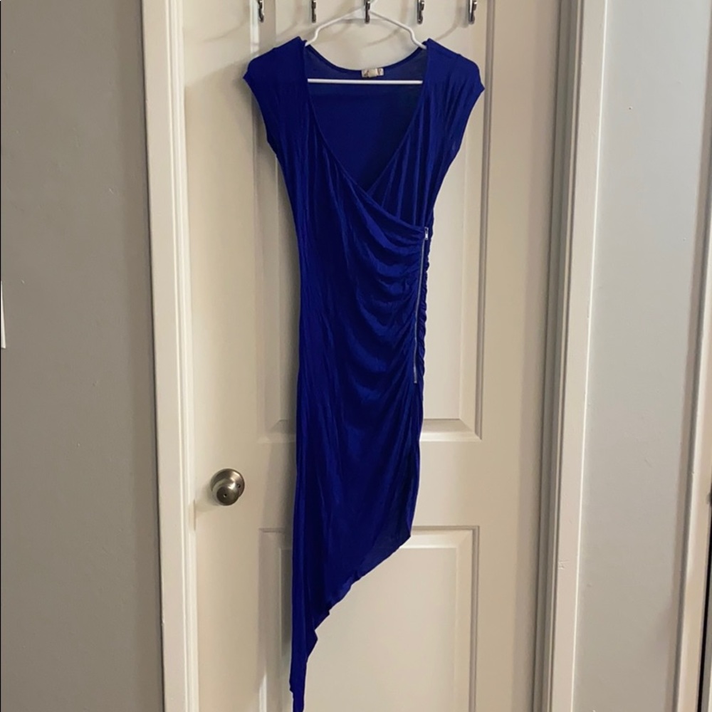 Asymmetrical blue dress